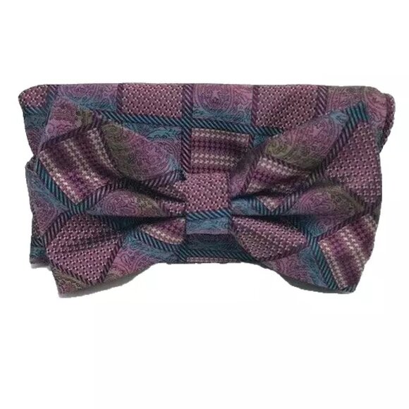 Stacy Adams Other - Stacy Adams Men's Bow Tie Hanky N Rose Black Turquoise Beige Lime Pretied 2.5"